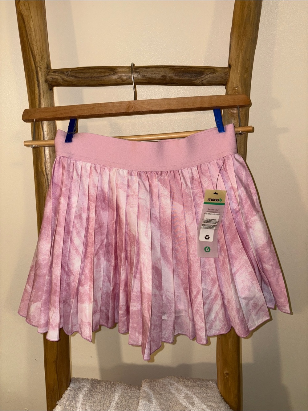 Mono B Pink Tie-Dye Pleated Skater Skirt